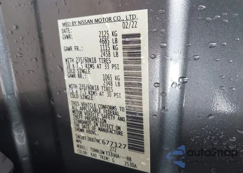 2022 Nissan Rogue Sv Intelligent Awd из США, поврежденный, VIN 5N1BT3BB7NC677127